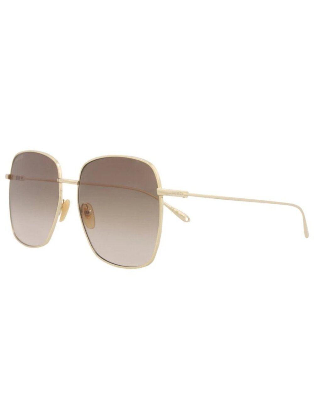 New Gucci Women's Sunglasses Square Rectangle Metal Frame Gold Gold Brown